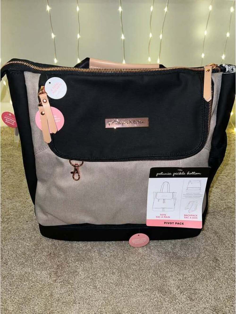 New rose gold Petunia Pickle Bottom Pivot Backpack Diaper bag